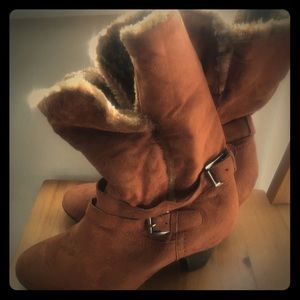 Faux suede/fur boots